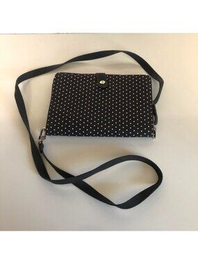 Thirty One Gray Polka Dot Crossbody Purse Adjustable Removable Strap